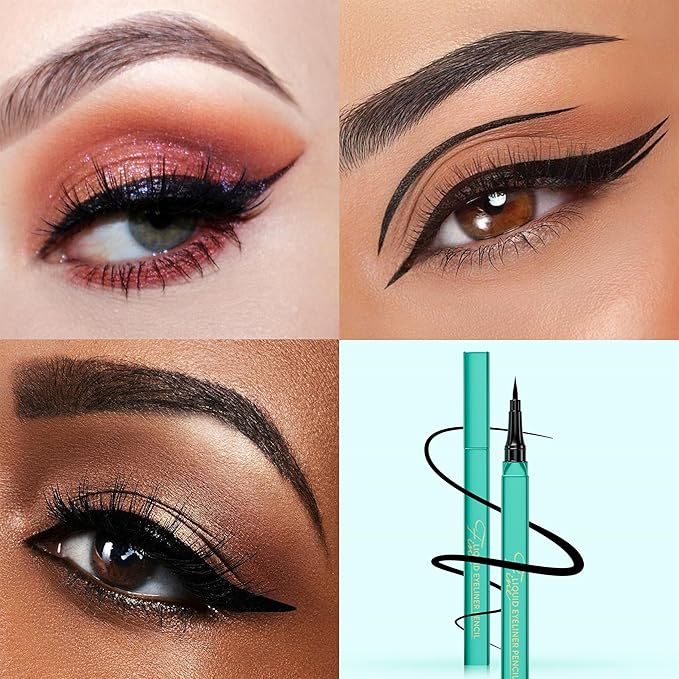 OETUIOW Liquid Eyeliner, Long-Lasting & Waterproof Eyeliner Pen, Quick Drying, Super Slim Precise All Day for Women, Glides on Smoothly, Cruelty-Free & Vegan (Black)