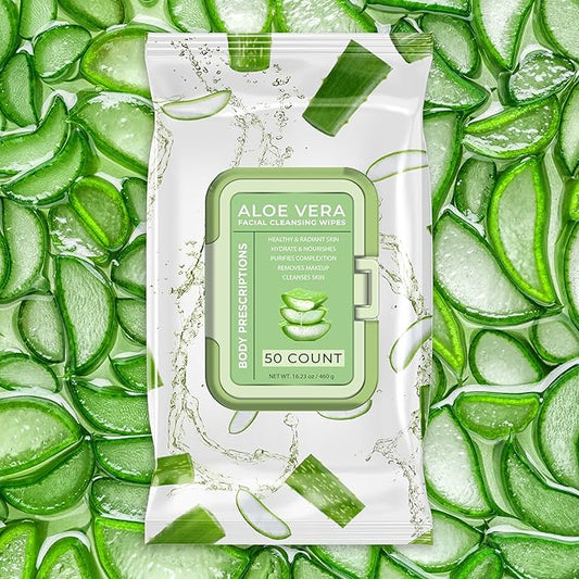 Body Prescription Makeup Cleansing Wipes - Gentle and Effective Face Wipes, 50 Count (Pack of 4), Aloe Vera