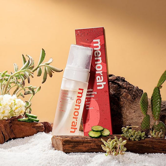 menorah Gentle Cleansing Mousse β Hydrating pH-Balanced Face Wash with Cactus & Cucumber Extracts, Soothing Daily Cleanser for Sensitive & Dry Skin