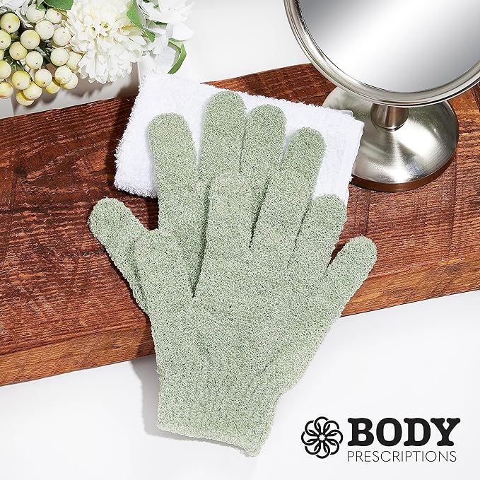 Body Prescriptions Exfoliating Body Scrub β Body Cleanser for Nourished, Ultra-Smooth Skin, Exfoliating Gloves