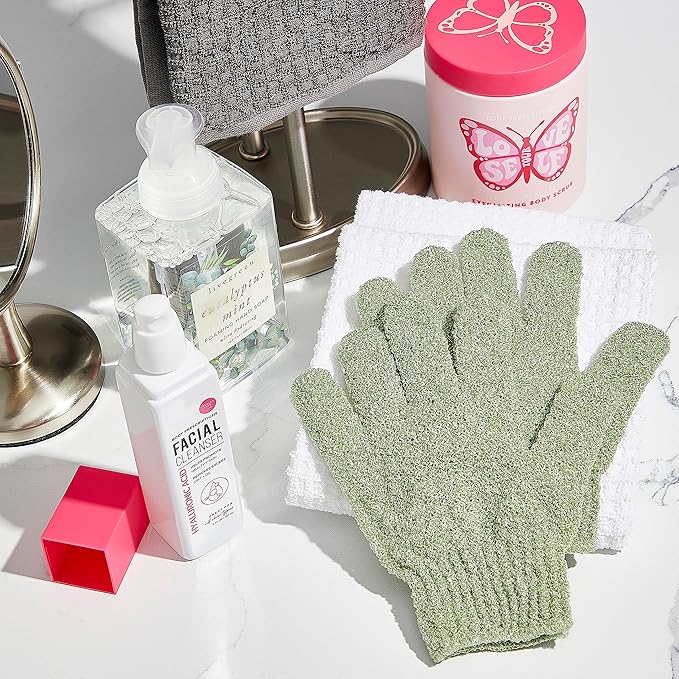 Body Prescriptions Exfoliating Body Scrub β Body Cleanser for Nourished, Ultra-Smooth Skin, Exfoliating Gloves