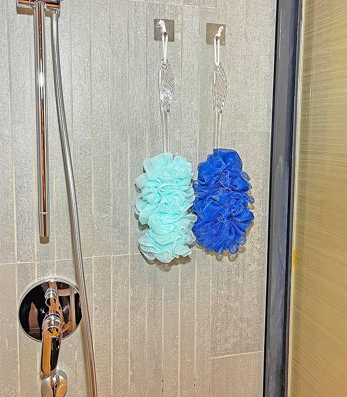 Loofah Back Scrubber for Shower,Long Handle Bath Body Brush Soft Nylon Mesh Loofah Sponge On a Stick,Exfoliating Scrub Cleaning Luffa for Elderly for Men Women(2-Pack,Bule and Green)