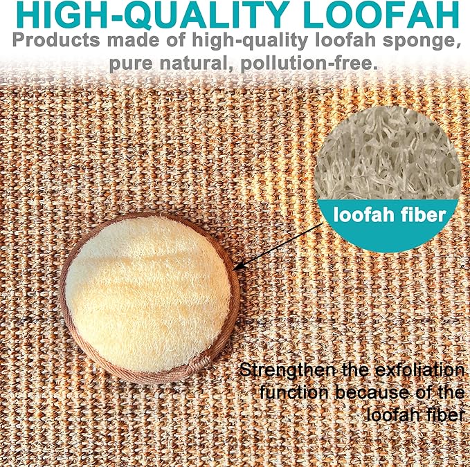 3 pcs/Set 4"Γ4" Natural Exfoliating Face Pad Loofah Sponge Facial Brush - Shower Scrubber - Body Bath Spa for Men & Women, Renewable Resource (Front 100% Loofah + Back 100% Pile Fabrics) Pack of 3