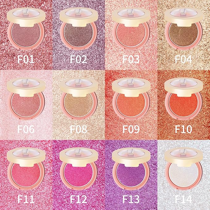 Oulac Shimmer Blush Cheek| 2 in 1 Powdery Blush & Highlighter | Pigmented&Blendable | Shape & Highlight Face| Vegan & Cruelty-Free | 4.8g F01 Love Attraction