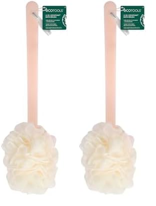 EcoTools 2-in-1 Bath Brush, Shower Loofah with Ergonomic Handle, Cleans Hard-to-Reach Areas, Cleansing & Exfoliating, Recycled Netting, Perfect for Men & Women, Vegan & Cruelty-Free, 1 Count
