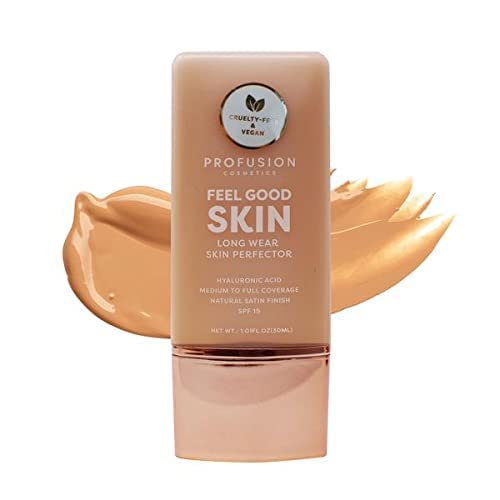 Profusion Cosmetics Lightweight Liquid Foundation for a Flawless and Elegant Radiance, Breathable Makeup for Improves Uneven Skin Tone, Cruelty-Free - Medium 5
