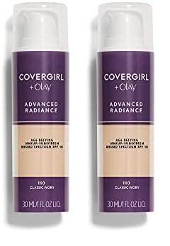 COVERGIRL Advanced Radiance Age Defying Liquid Foundation in Classic Ivory, Hides Wrinkles & Lines, Sensitive Skin Safe, Packaging May Vvary (Pack of 2)
