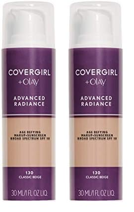 COVERGIRL Advanced Radiance Age Defying Foundation Makeup Natural Ivory, 1 oz (packaging may vary) (Pack of 2)