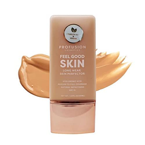 Profusion Cosmetics Lightweight Liquid Foundation for a Flawless and Elegant Radiance, Breathable Makeup for Improves Uneven Skin Tone, Cruelty-Free - Tan 1
