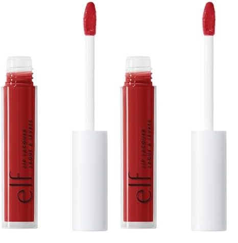 e.l.f. Lip Lacquer, Nourishing, Non-Sticky Ultra-Shine Lip Gloss With Sheer Color, Infused With Vitamins A & E, Vegan & Cruelty-Free, Cherry Bomb (Pack of 2)