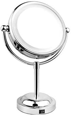 Mia Beauty Vanity Mirror 10x 1x Magnification Double-Sided Cordless LED Lighted Beautiful Polished Silver Chrome Finish for Women, Hair Stylists, Cosmetologists, Teens, Bathroom, Table Top