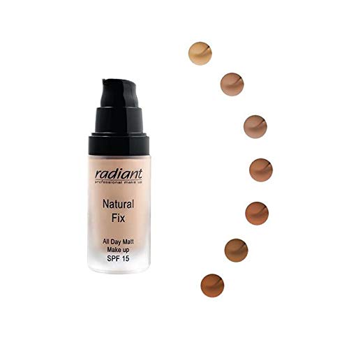 Radiant Professional Natural Fix All Day Matte Cream Foundation - Long Wear High Coverage Face Makeup Foundation With SPF 15 - Oil Free Matte Finish - For All Skin Types-1.01 oz. (05 Light Tan)