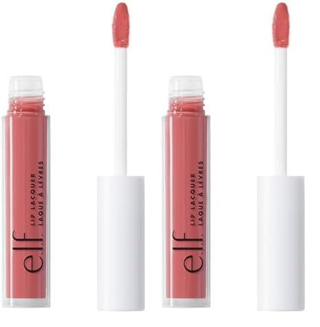 e.l.f. Lip Lacquer, Moisturizing, Shiny, Non-Sticky & Long Lasting, Provides Maximum Color & Glides On, Vegan & Cruelty-Free, Wild Rose, 0.08 Fl Oz (Pack of 2)