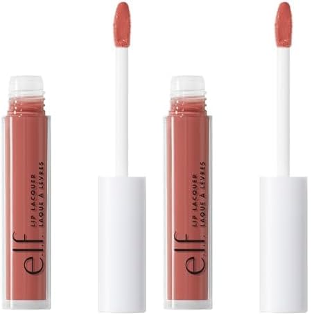 e.l.f. Lip Lacquer Moisturizing, Shiny, Non-Sticky, Long Lasting, Provides Maximum Color, Glides On, Moody, 0.08 Fl Oz (Pack of 2)