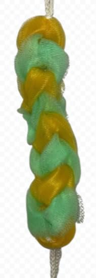 Long Reach Nylon Mesh Elastic Dual-Color Bathing Sponge for Soft Sensitive Skin (Grannysmithapple-Gold)
