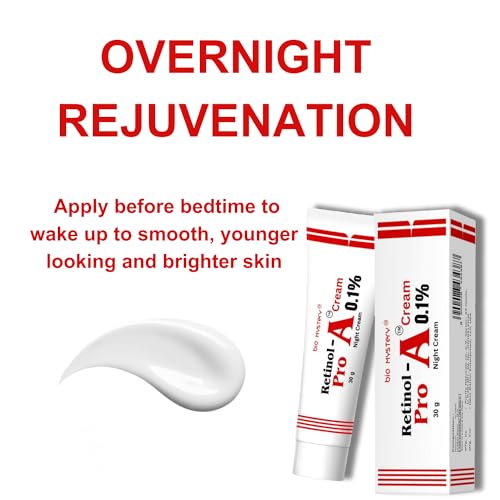 Bio Mystery Retinol Pro Night Cream 0.1 (30 Gram / 1.0 Oz) for Beginners Pro Night Cream, Face Moisturizer for Wrinkle Reduction, Non-Greasy Formula for Daily Use 1.0 Oz