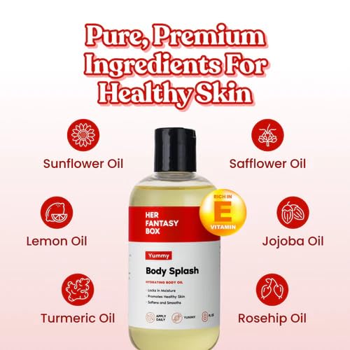 Body Splash Hydrating Body Oil (Yummy) - Moisturizing, Non-Greasy Formula for Soft, Smooth Skin - All-Natural, Lightweight & Nourishing