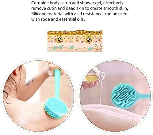 BAOOOFU Silicone Back Brush Long Handle Soft Body Brush for Shower Exfoliating Body Scrubber, Back Scrubber for Elderly Men Women, Hook Provided(Grey)