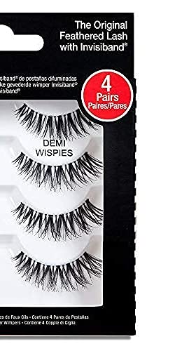 Ardell Demi Wispies False Eyelashes Black, Eye Make-Up Enhancement, Full Volume Strip Lashes - 4 pairs, 2 Pack