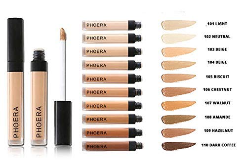 AQUAPURITY PHOERA Liquid Concealer Full Coverage Makeup Face Moisturizer Foundation Conceal Under Eye Dark Circles (109 HAZELNUT)