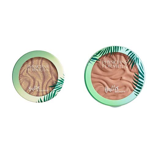 Physicians Formula Murumuru Butter Highlighter, Champagne, 0.17 Ounce with Murumuru Butter Bronzer, 0.38 Ounce