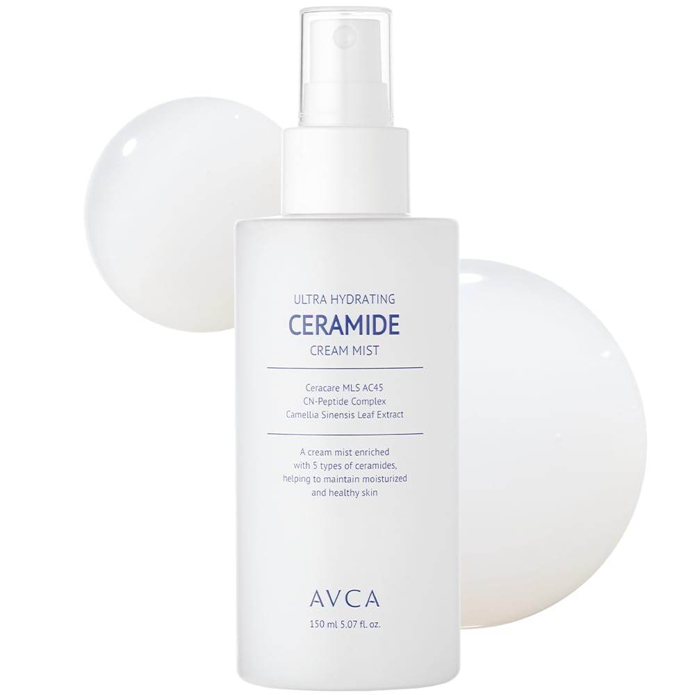 AVCA Ultra Hydrating Ceramide Cream Mist – Milky Face Mist with 5 Ceramides for Deep Moisture, Soothing & Dewy Glow, Lightweight Hydrating Facial Spray for All Skin Types (5.07 fl oz)