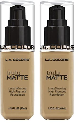 L.A. COLORS Truly Matte Foundation, Medium Beige, 1.35 Fl. Oz. (Pack of 2)