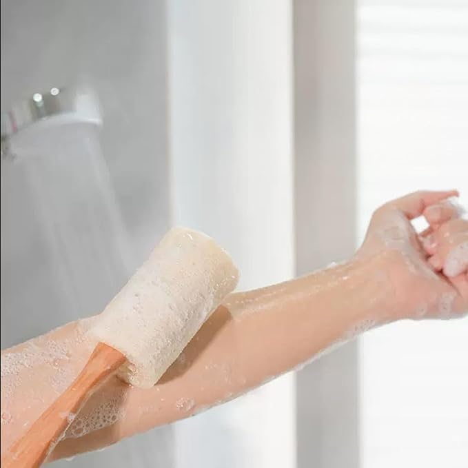 Back Loofah Scrub Loofah Sponge Long Handle Loofah Shower Bath Brush On a Stick Body Scrub Brush Scrubber Loofah Exfoliating Body Eco-Friendly Sponge