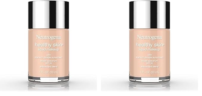Neutrogena Healthy Skin Liquid Makeup Foundation, Broad Spectrum SPF 20 Sunscreen, Lightweight & Flawless Coverage Foundation with Antioxidant Vitamin E & Feverfew, Medium Beige, 1 fl. oz (Pack of 2)