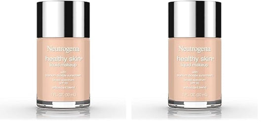 Neutrogena Healthy Skin Liquid Makeup Foundation, Broad Spectrum SPF 20 Sunscreen, Lightweight & Flawless Coverage Foundation with Antioxidant Vitamin E & Feverfew, Medium Beige, 1 fl. oz (Pack of 2)