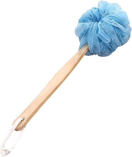 Loofah on a Stick Loofah Back Scrubber Exfoliating Body Sponge Shower Loofah Bath Sponge Long Handle Bath Brush for Men Women Blue
