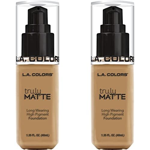L.A. COLORS Truly Matte Foundation, Warm Honey, 1.35 Fl. Oz. (Pack of 2)