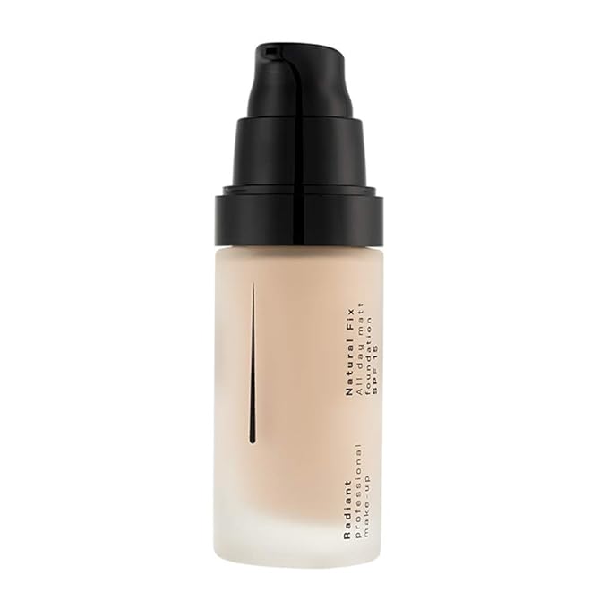 Radiant Professional Natural Fix All Day Matte Cream Foundation - Long Wear High Coverage Face Makeup Foundation With SPF 15 - Oil Free Matte Finish - For All Skin Types-1.01 oz. (00 Alabaster)