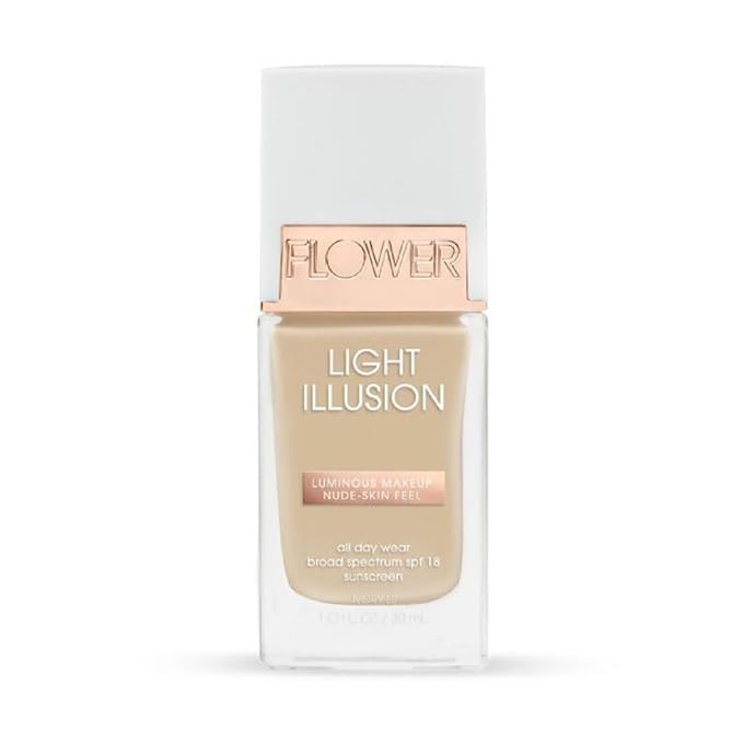 Flower Beauty Light Illusion Foundation with SPF 18 - Liquid Foundation Makeup with Buildable Coverage & Breathable/Lightweight Formula - Natural Complexion (Ivory)