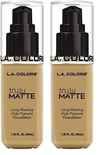 L.A. COLORS Truly Matte Foundation, Nude, 1.35 Fl. Oz. (Pack of 2)