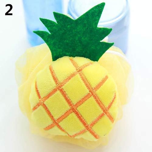 Yellow Pineapple Soft Fruit Shape Bath Puff Body Foam Bubble Net Ball Body Scrubber Shower Sponge Pouf Loofahs Mesh Shower Ball Loofah Bath Sponge for Kids Adults Beauty Bathing Bath Sponges