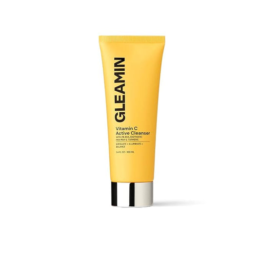 Gleamin Vitamin C Face Wash & Facial Cleanser - Cream to Foam 2% Salicylic Acid Cleanser with Paw Paw & Turmeric - Gentle Exfoliating Facewash for Women & Men, Oily & Combination Skin, 3.4 fl oz