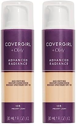 COVERGIRL Advanced Radiance Age Defying Foundation Makeup, Medium Light 135, 1 Ounce (packaging may vary) (Pack of 2)