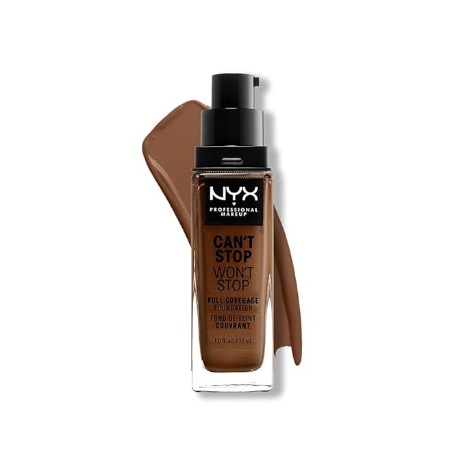 NYX PROFESSIONAL MAKEUP Can't Stop Won't Stop Foundation, 24h Full Coverage Matte Finish - Mocha