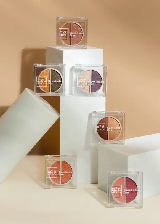 M2U NYC EyeShadow Duo, Eye Shadow Set, Multiple Shades/Colors, Makeup Eyeshadow Palette, 2 Colors Per Set (Park Slope (Tan | Rose Shimmer))