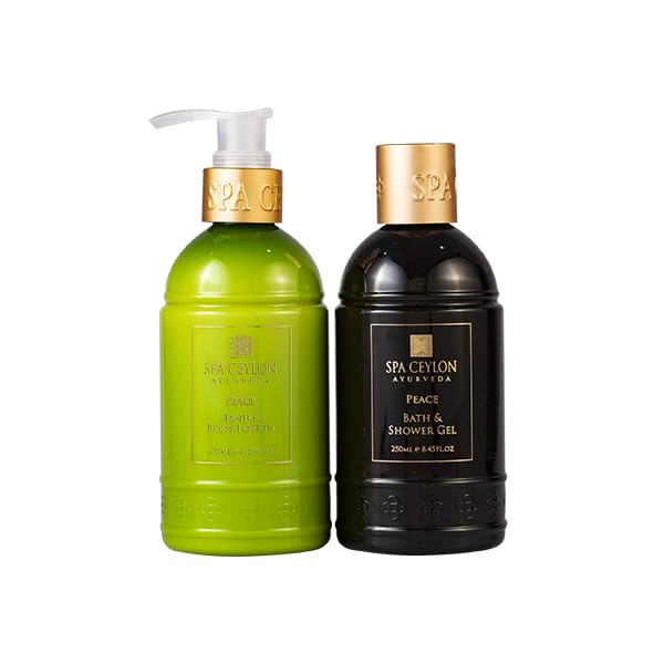SPA CEYLON Peace Bath & Body Duo Set, Luxury Lavender & Lemongrass Body Wash & Lotion Set, Organic & Natural 250ml x 2
