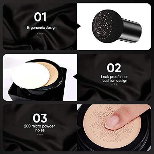 Mushroom Head Air Cushion CC Cream, Beauty Cream EXO TOO Foundation, Full Coverage Base Primer with Two Mushroom Head Sponges