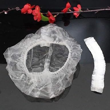 50Pcs Transparent Disposable Clear Waterproof Shower Caps Spa Hair Salon Home Elastic Bathing Caps Shower Caps