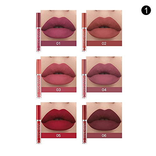 BONNIE CHOICE 6Pcs Nude Matte Liquid Lipstick Set, Waterproof Long Lasting Non-Stick Cup Nude Lipstick 24 Hour Not Fade Matte Lipstick Professional Lip Gloss Makeup Gifts for Women (Set A)
