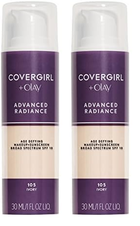 COVERGIRL Advanced Radiance Age Defying Foundation, Liquid Foundation, 1.0 Fl Oz, Anti-Aging Foundation, Foundation for Wrinkles, Cruelty-Free Foundation, Age-Defying Formula, Buildable Coverage