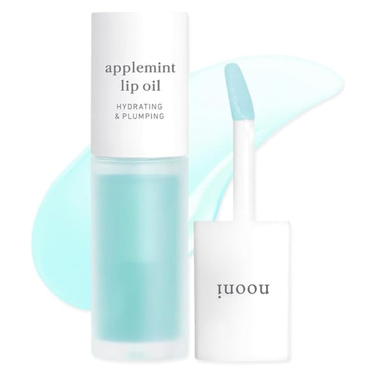 NOONI Korean Hydrating Lip Oil - Applemint | Long-Lasting, Moisturizing, Plumping, Revitalizing for Dry Lips, Waterproof, No Peel Off, Hydrating, Nourishing Crystal Clear, 0.12 FL Oz