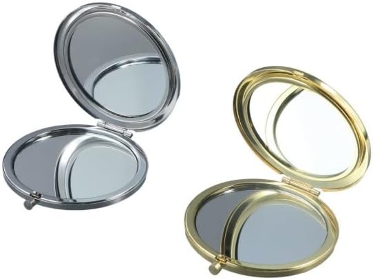 2Pcs Round Folding Pocket Mirrors for Women Girls, Vintage Hollow Floral Pattern Makeup Mirrors Portable Metal Double-Sided Foldable Cosmetic Mirror for Travel