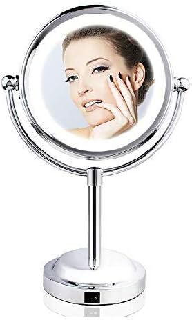 Mia Beauty Vanity Mirror 10x 1x Magnification Double-Sided Cordless LED Lighted Beautiful Polished Silver Chrome Finish for Women, Hair Stylists, Cosmetologists, Teens, Bathroom, Table Top