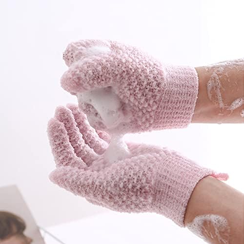 WOIWO 2 PCS Five-Finger Jacquard Bath Scrub Double-Faced Five-Finger Wash Scrub Towel Bath Gloves Wash Bath