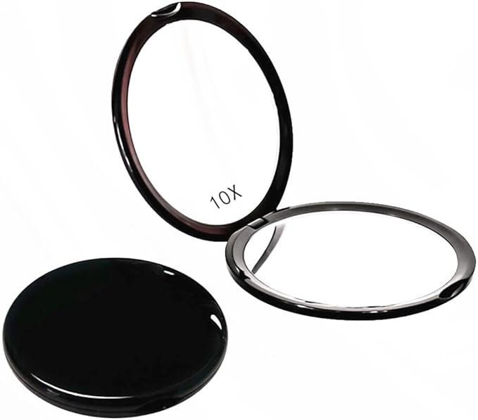 Magnifying Compact Mirror for Purse - 1x/10x Magnification Travel Makeup Mirror 4 inch Double-Sided Folding Mirror,Handheld Small Pocket Mirror for Gift,Travel Essentials